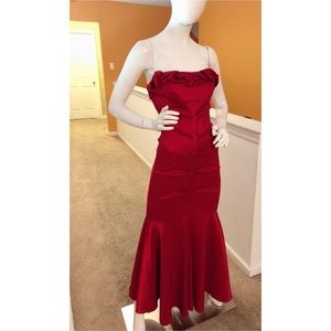 Red mermaid style tube top gown